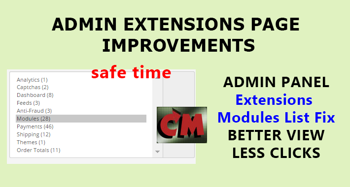 Admin extensions page improvments