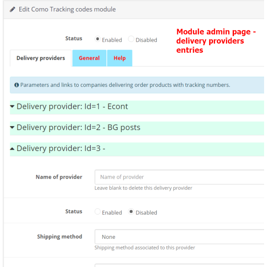 Como Delivery Tracking Codes