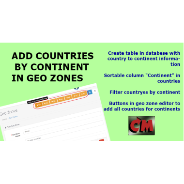 Como Geo Zones - Add country by countinent