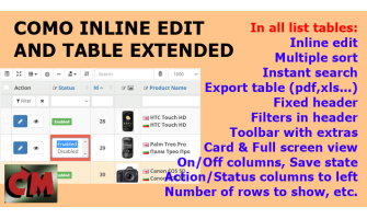 Opencart module Como Inline edit and Table extended