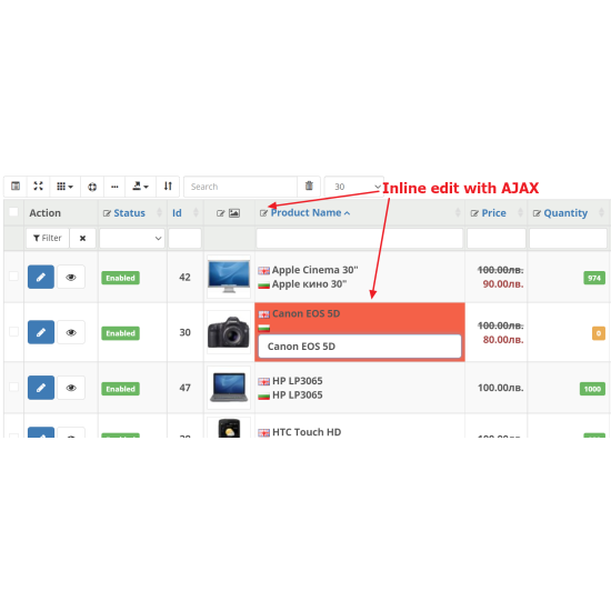 Como Inline edit and Table extended