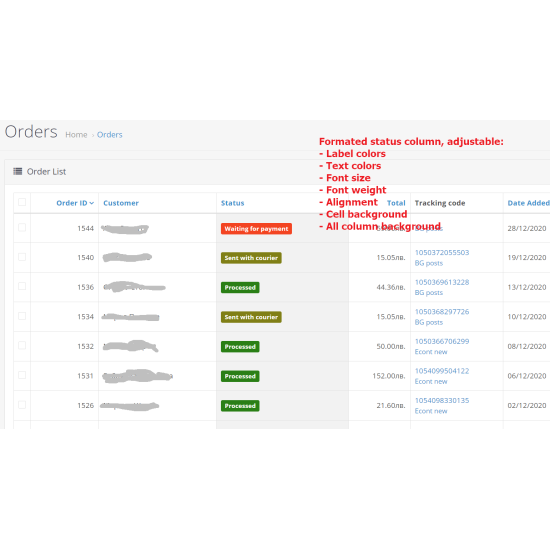 Como Order Status Plus - Colored, Quick edit, Quick order view