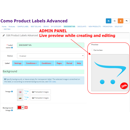 Como Product Labels Advanced