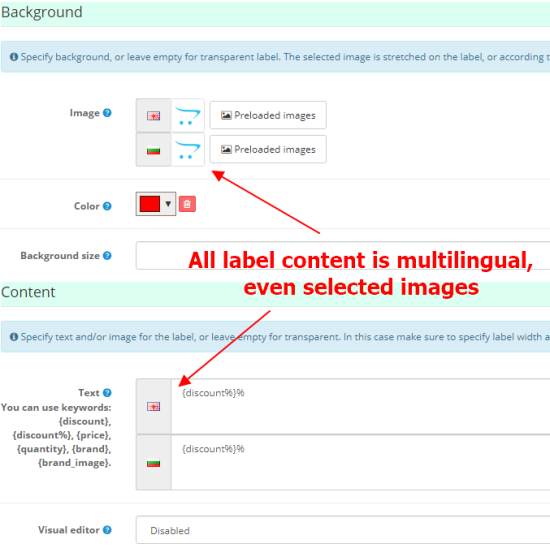 Como Product Labels Advanced