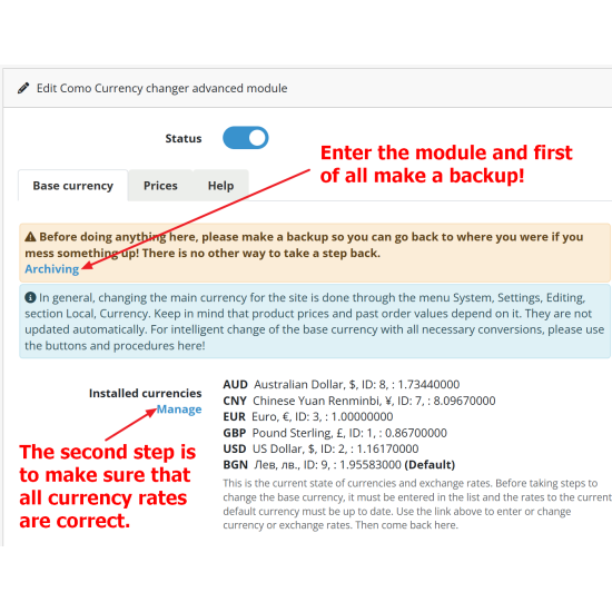 Como Currency changer advanced