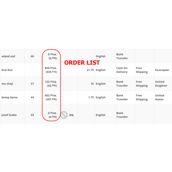 Como Prices in two currencies
