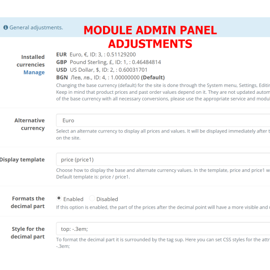 Como Prices in two currencies