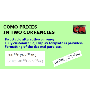 Como Prices in two currencies