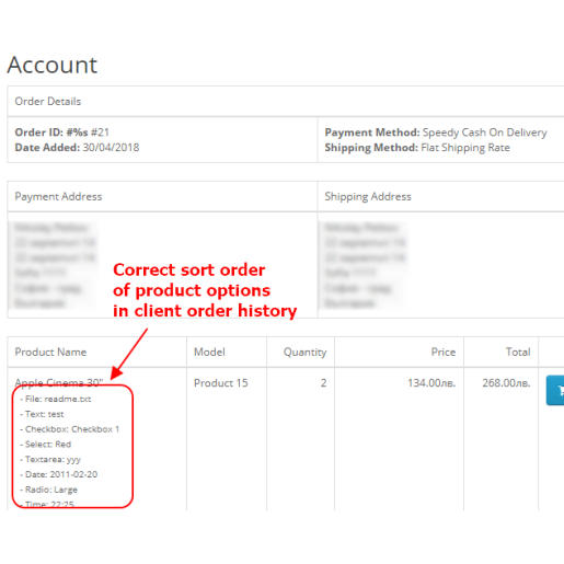 Products and Options Sort order Extended