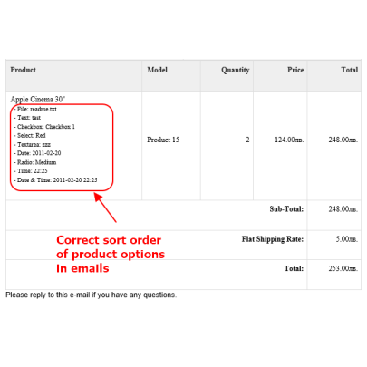 Products and Options Sort order Extended