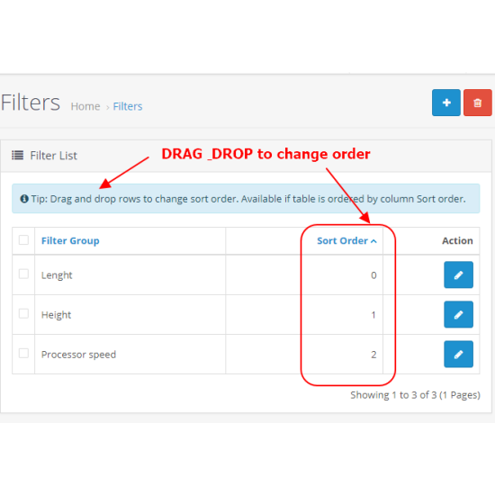 Products and Options Sort order Extended