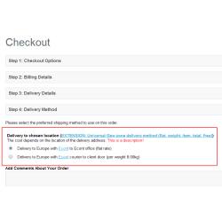 Universal delivery method (flat, weight, item, total, free)