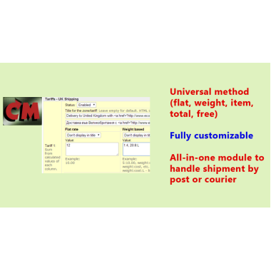 Universal delivery method (flat, weight, item, total, free)